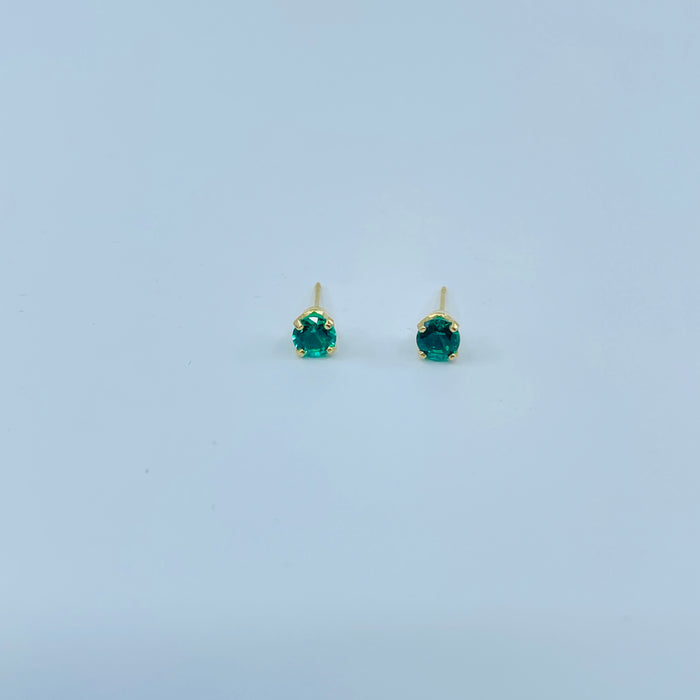 14kt Yellow Gold created Emerald earrings
