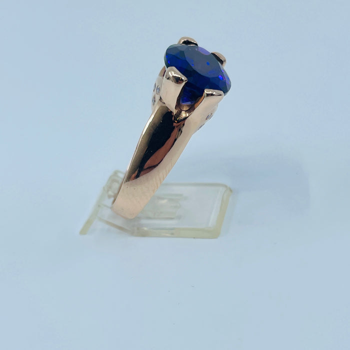 14kt Rose Gold 5.20 Amethyst and Diamond Custom Ring