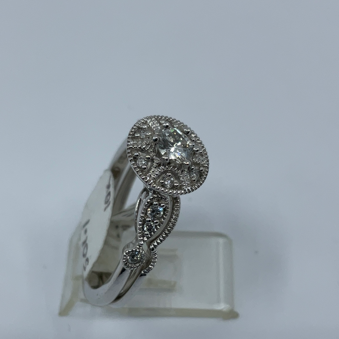 10kt White gold diamond engagement and Wedding ring set