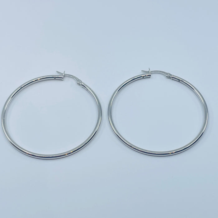 Sterling Silver 2x40mm Hoop Earrings