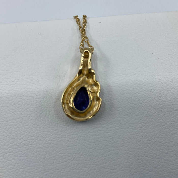 14kt Yellow Gold custom Iolite pendant