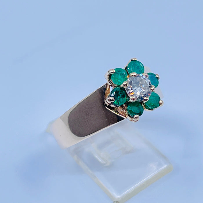 14kt Yellow Gold Emerald and Diamond Ring