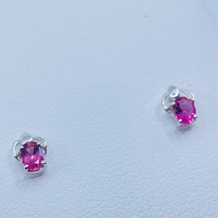 14kt White Gold Pink Tourmaline Earrings