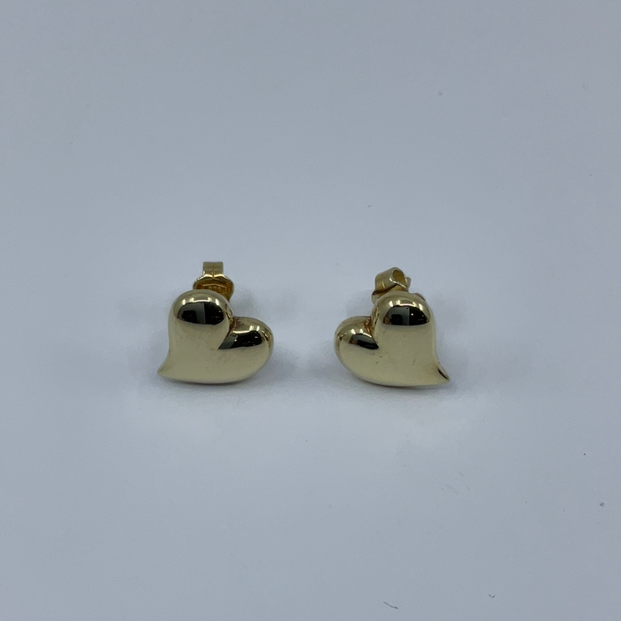 14kt Yellow puffed heart earrings