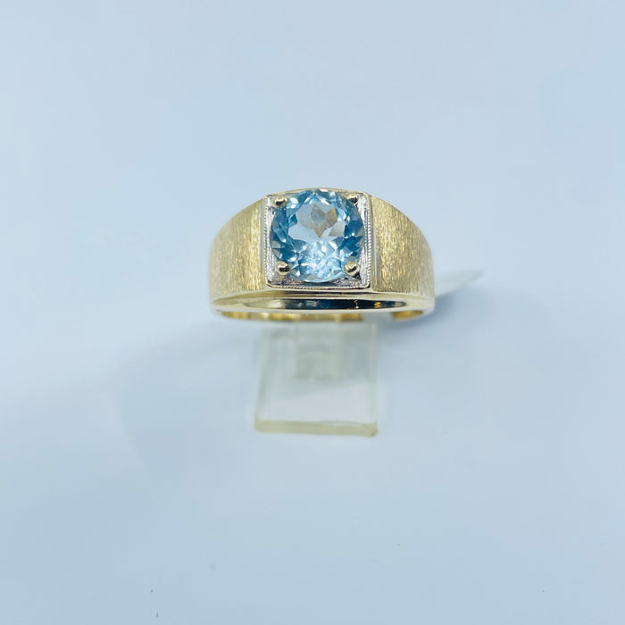 14kt Yellow Gold 2.20ct Aquamarine Mens ring