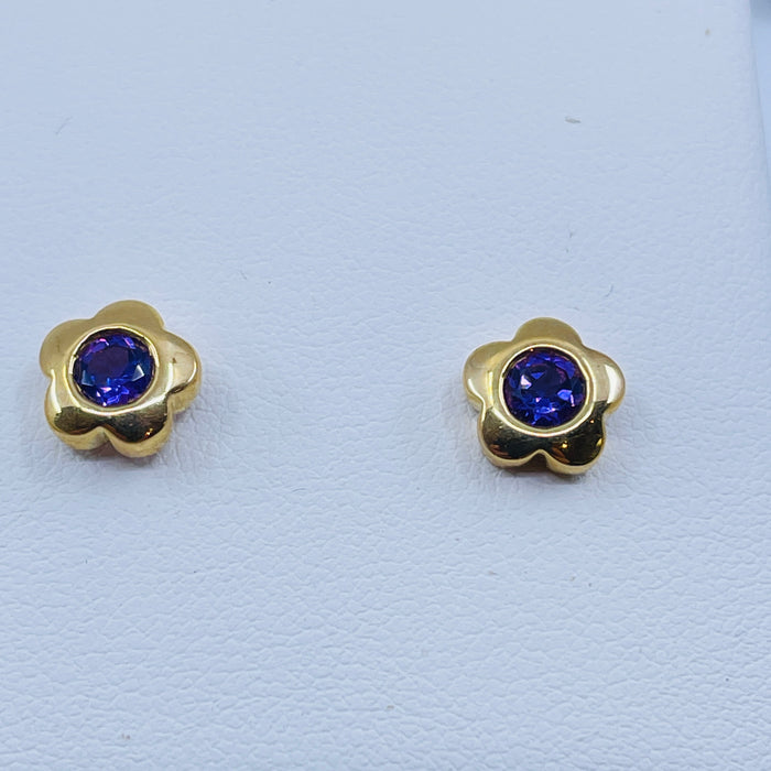 14kt Yellow Gold Amethyst Earrings
