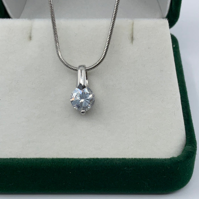 Rhodium Finish CZ Pendant on 18" Chain