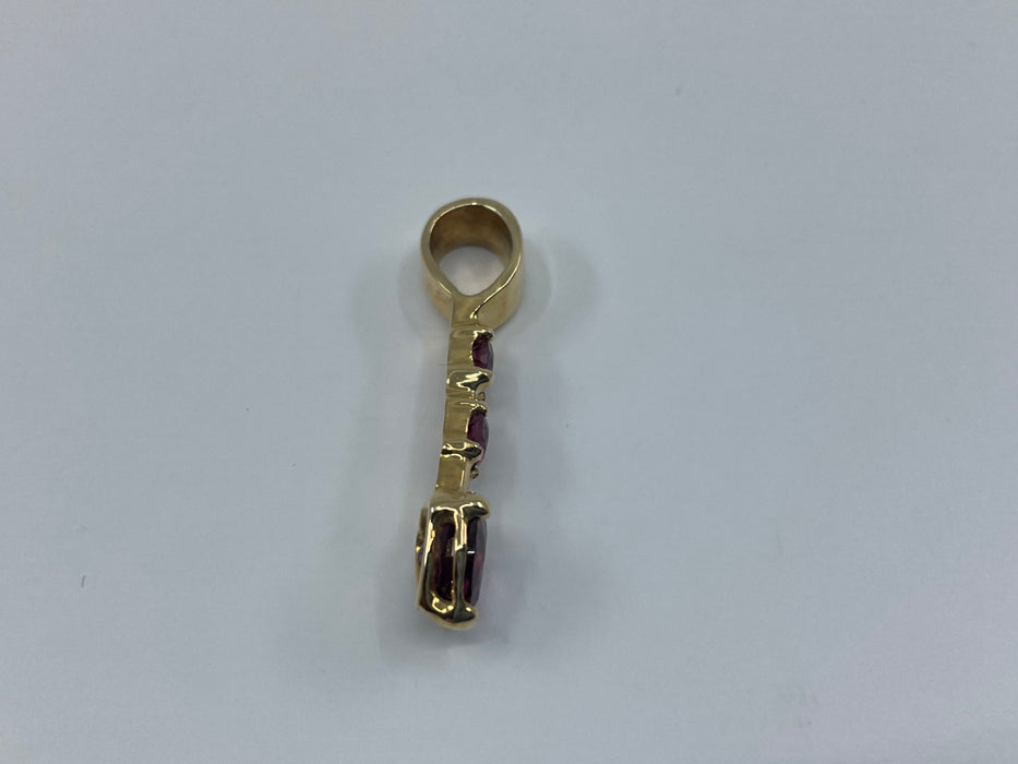 14kt Yellow Gold multi stone Rhodolite Garnet pendant