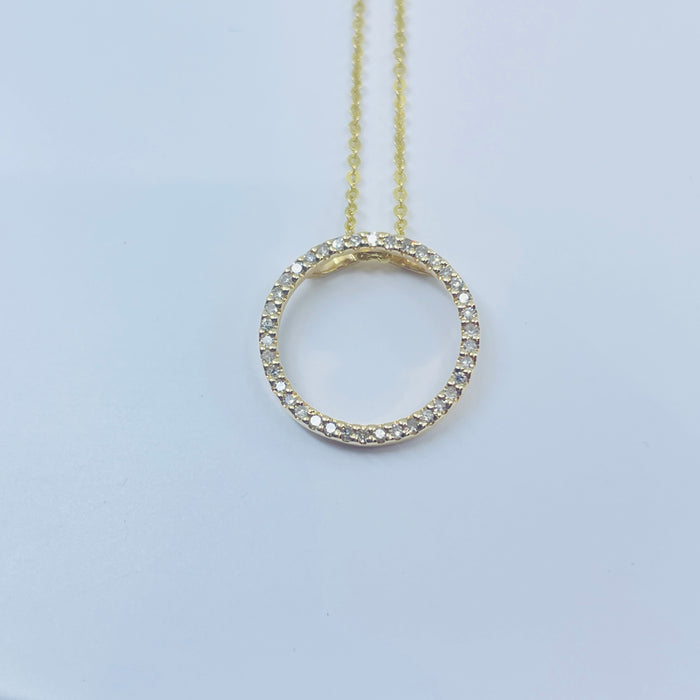 14kt Yellow Gold .20ctw pave Circle Pendant