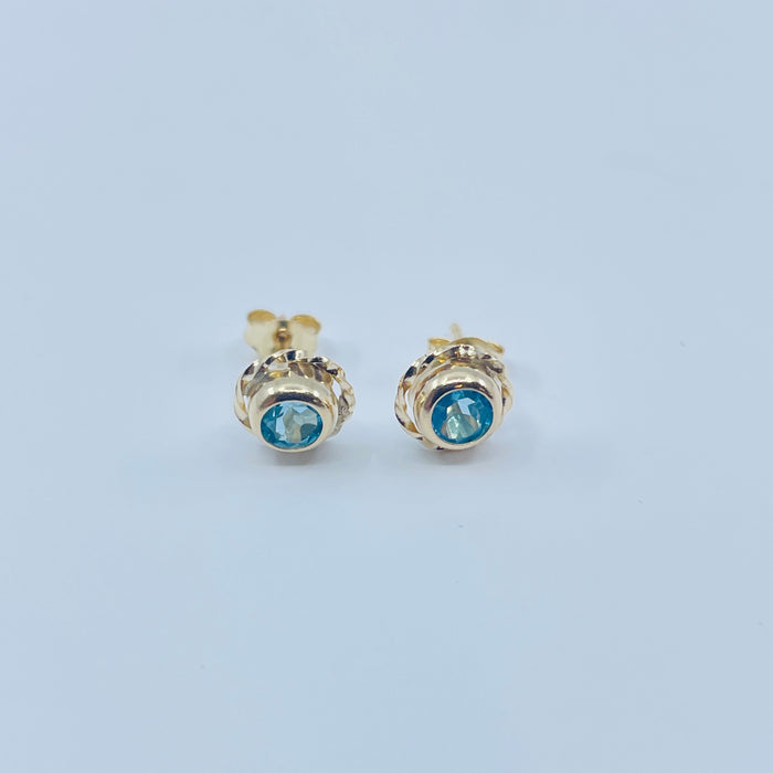 10kt Yellow Gold blue Topaz earrings