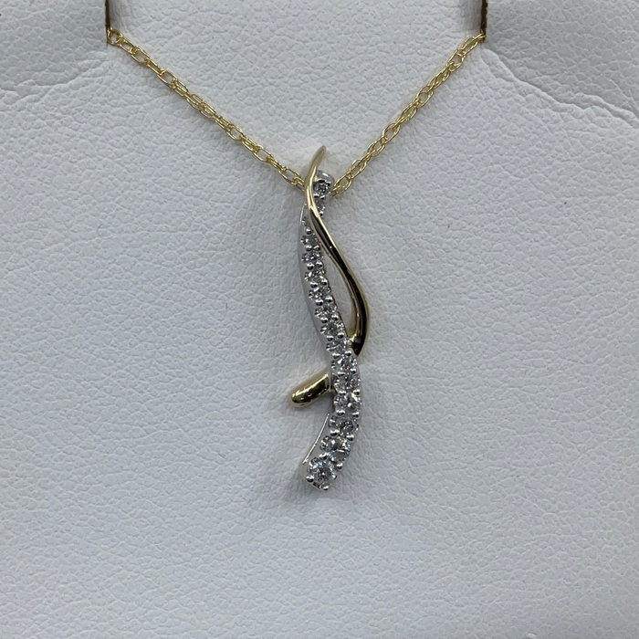 14kt Tutone Gold 1/2ctw 16 diamond pendant