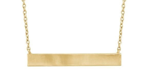 Sterling Silver Bar Necklace - Gold Plated