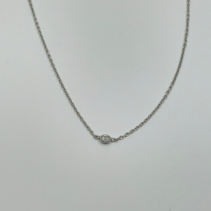 Sterling Silver Bezel set Diamond Pendant