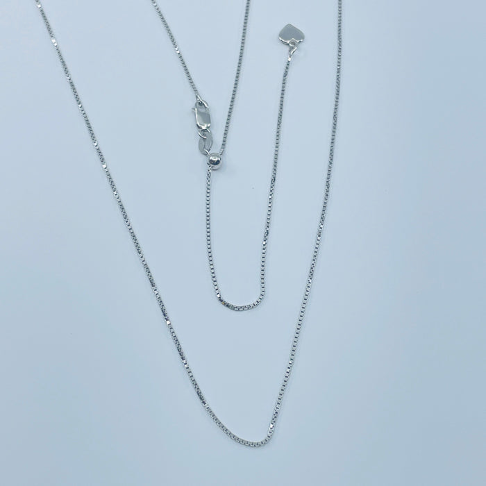 Sterling Silver 30” adjustable box chain