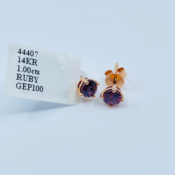 14kt Rose Gold 1.00ctw Ruby Earrings