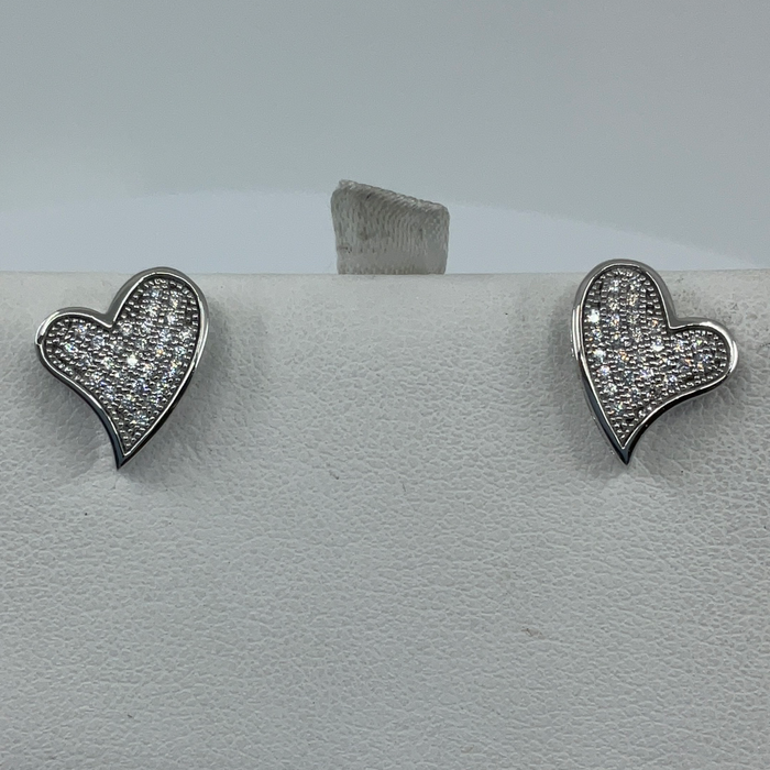 Sterling Silver Heart Shaped CZ Earrings