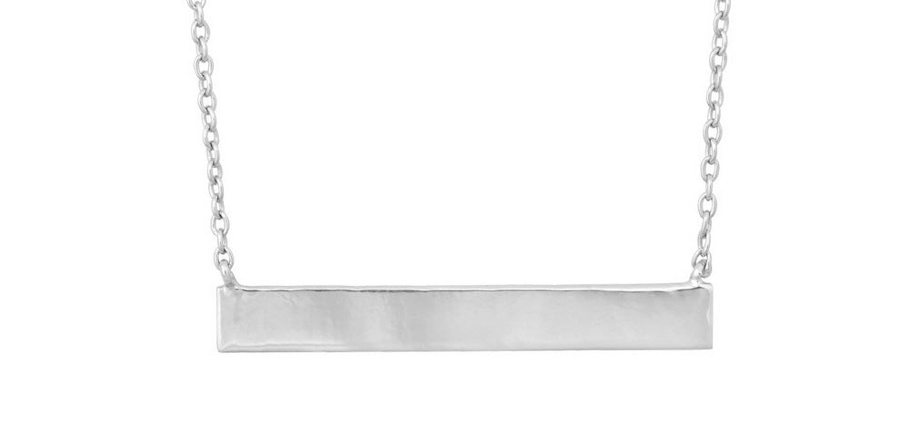 Sterling Silver Bar Necklace - Rhodium Plated