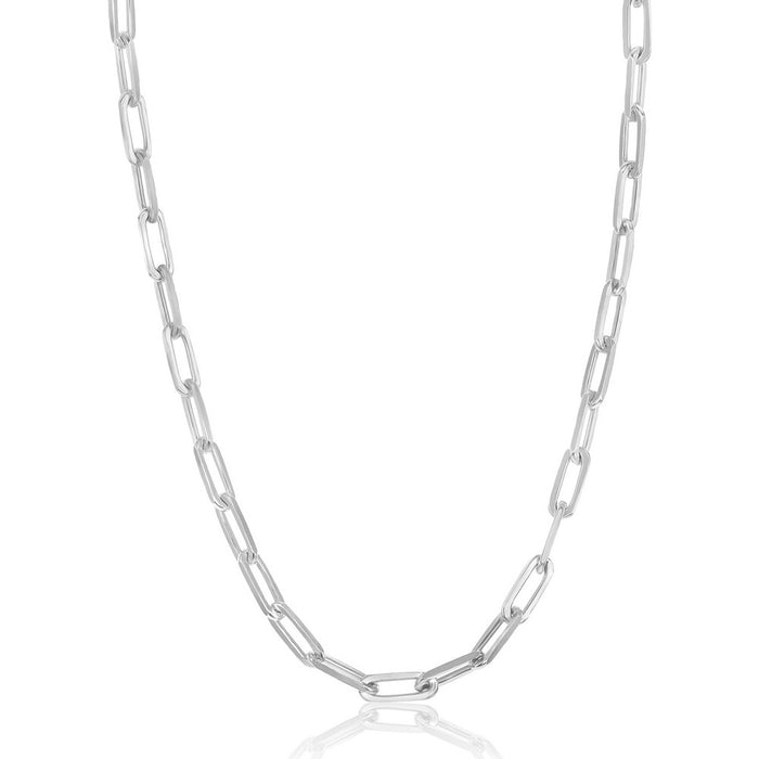 Sterling Silver 18” 3.2mm Paper Clip Chain - Rhodium Plated