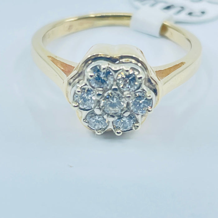 14kt Yellow Gold Diamond cluster ring .35ctw