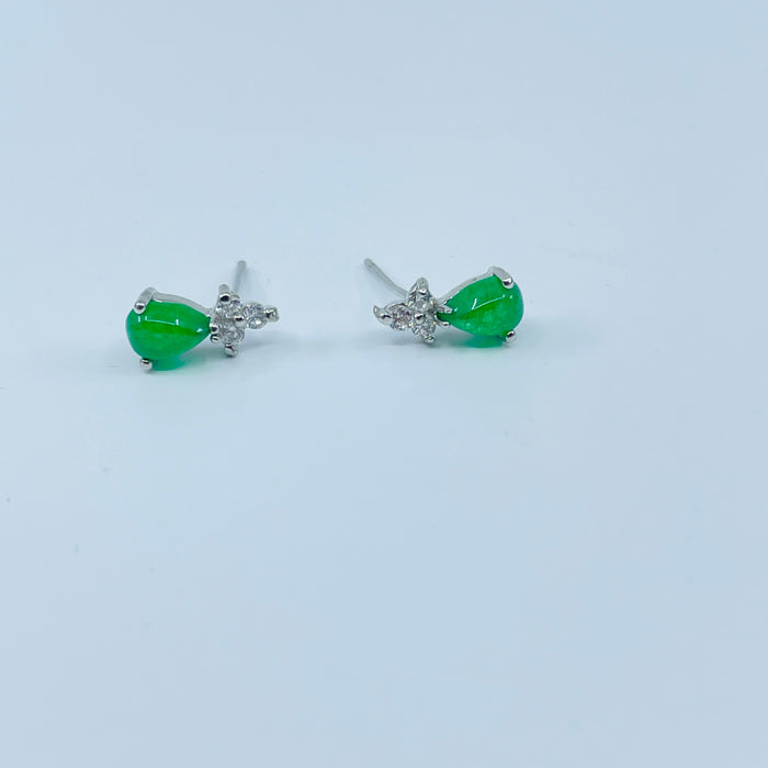 Sterling Silver chrysoprase and CZ Earrings