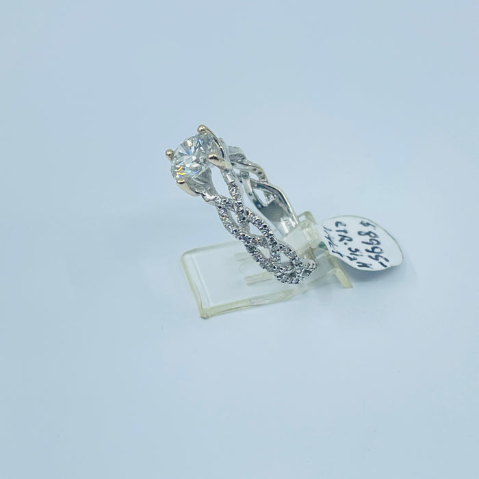14kt White Gold 1.14ct Diamond center with .44ctw in mounting engagement Ring