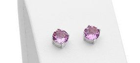 Sterling Silver Round 6mm Gemstone Prong Set Amethyst Studs