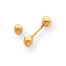 14kt Yellow Gold polished reversible 3mm Ball earrings