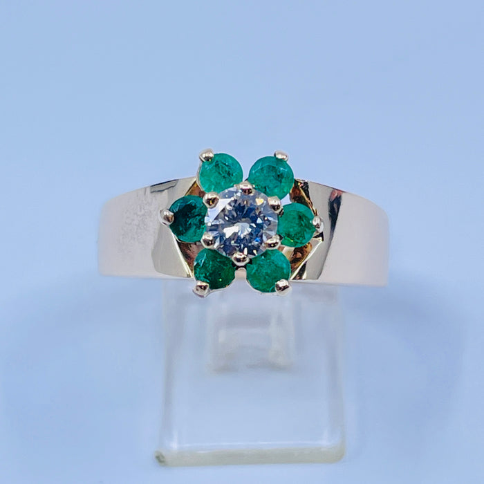 14kt Yellow Gold Emerald and Diamond Ring