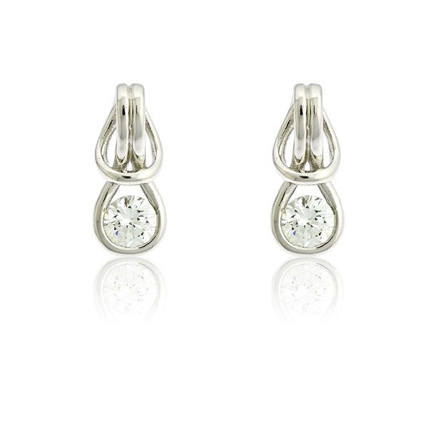 Sterling Silver "Love Knot" w/ Center CZ Earrings