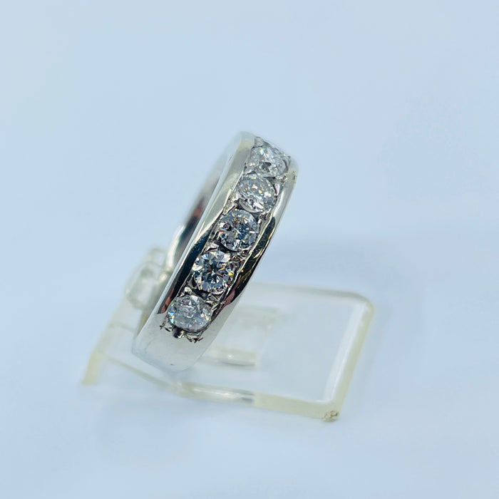 14kt White Gold .90ctw 9 diamond band