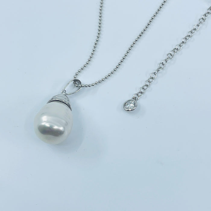 Sterling Silver 12x14mm Baroque pearl pendant