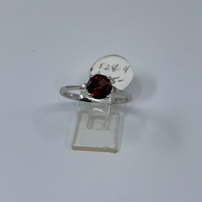 14kt White Gold Garnet and Diamond Ring