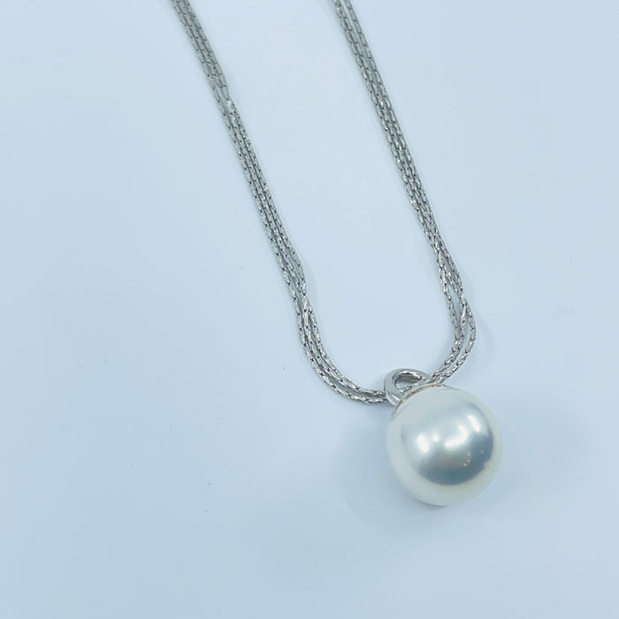 3 row Sterling Silver  freshwater pearl pendant