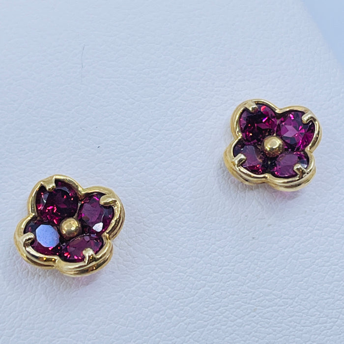 14kt Yellow Gold multi Pink Tourmaline Earrings