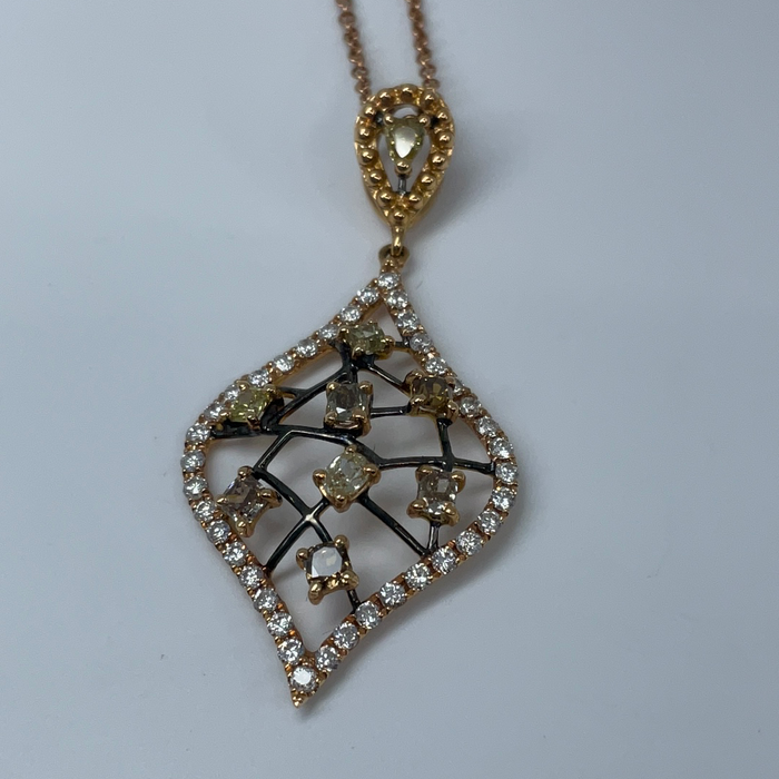 18kt Rose gold multi colored/shaped .69ctw diamond pendant