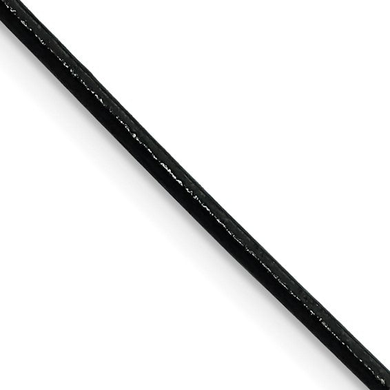 Stainless Steel Black Leather Cord 18 inch Necklace