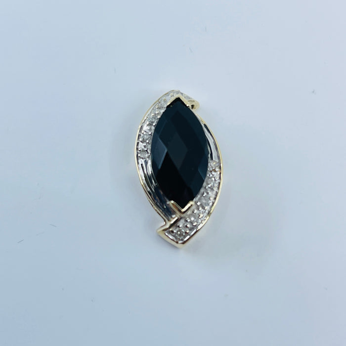 10kt Black Onyx and Diamond Pendant