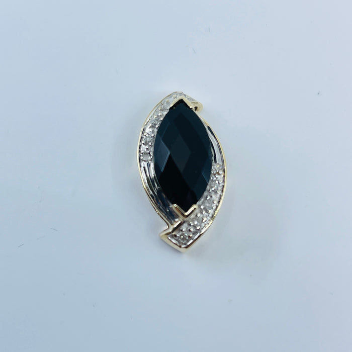 10kt Black Onyx and Diamond Pendant