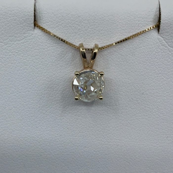 14kt Yellow Gold Rose cut 1.25ct VS2 L diamond solitaire pendant