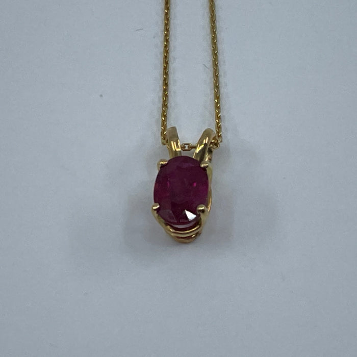 14kt Yellow Gold oval Ruby pendant