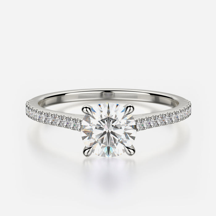 Fishtail diamond cathedral engagement ring mounting set with no less than 0.23 carats.