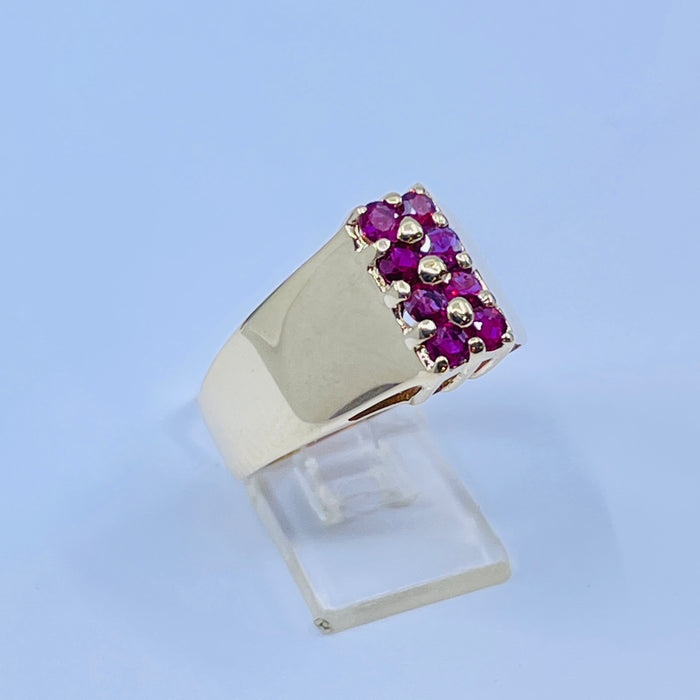 14kt Yellow Gold 8 Ruby wide band ring