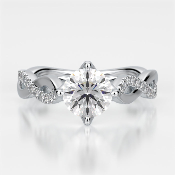 Twist half diamond shank 4 prong Mounting set with 24 round brilliant diamonds totaling 0.11 carats