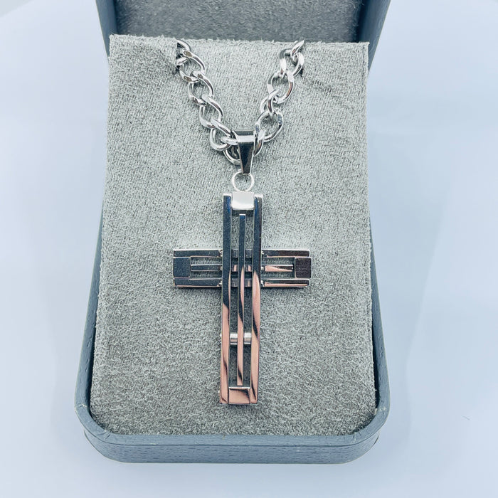 Stainless Steel Bold Cross on 22” chain