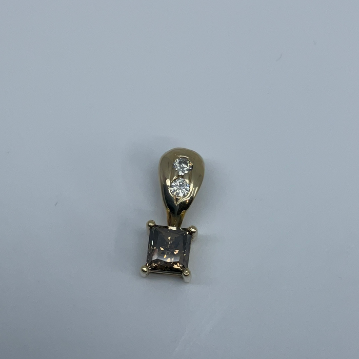 14kt Yellow Gold custom princess cut .59ct diamond pendant