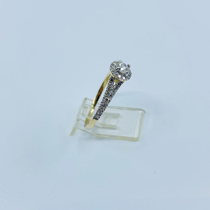 14kt Yellow Gold diamond halo engagement Ring