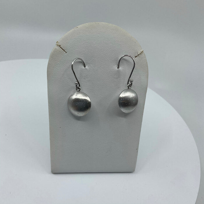 Space ship shaped Sterling Silver earrings with distressed finish and pinholes for light distribution