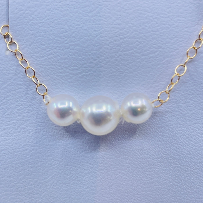 16” YGF Graduated Promise Pearl Necklace with 2@4mm & 1 5mm