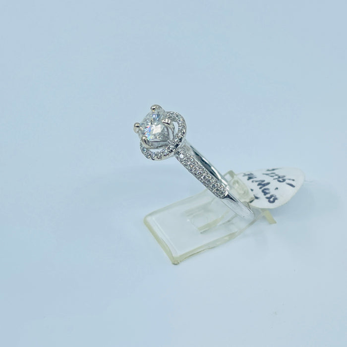 18kt White Gold 6mm Moissanite Engagement .35ctw Diamond ring