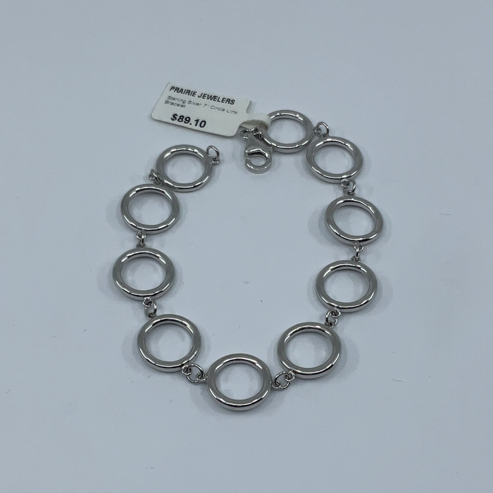 Sterling silver 7” circle link bracelet
